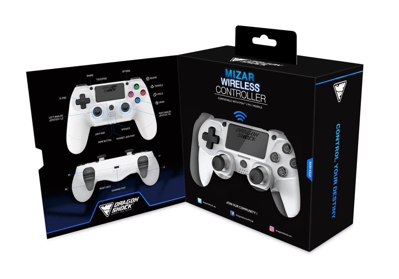 Produktbild Mizar Wireless Controller für PS4 Weiß 2 von 7