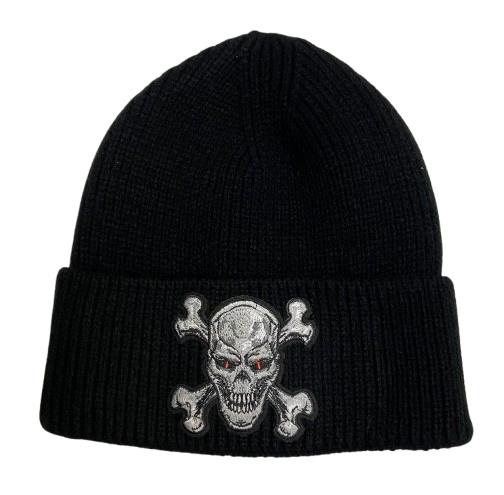 BC HARDROCK Wolly Mütze warm mit Totenkopfmotiv Knochen