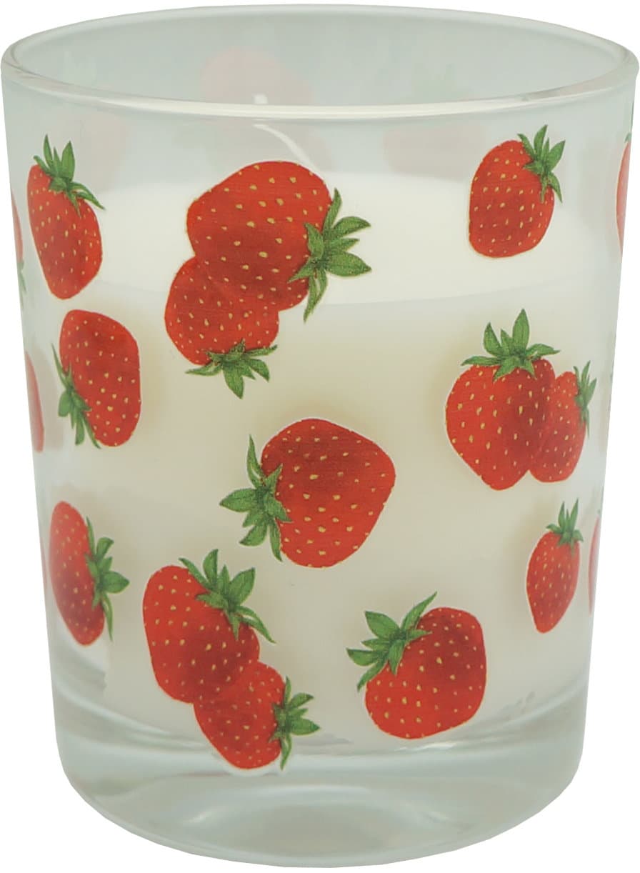 Kerze im Glas Erdbeeren