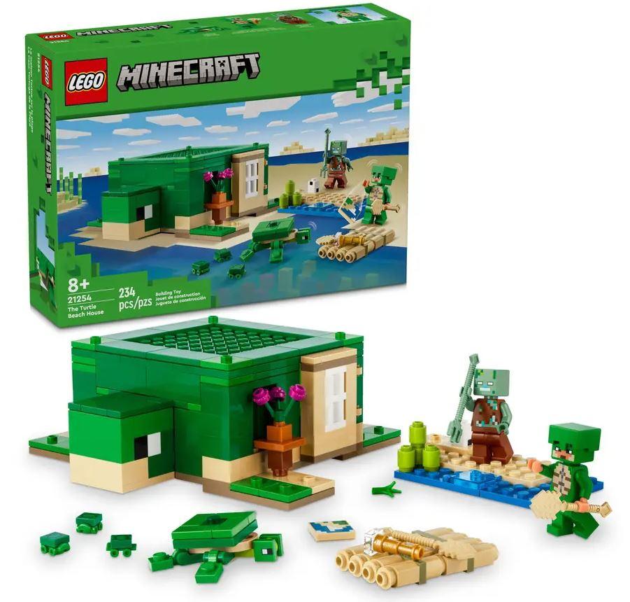 LEGO Minecraft 21254 Das Schildkrötenstrandhaus, Spielzeug-Haus mit Tieren