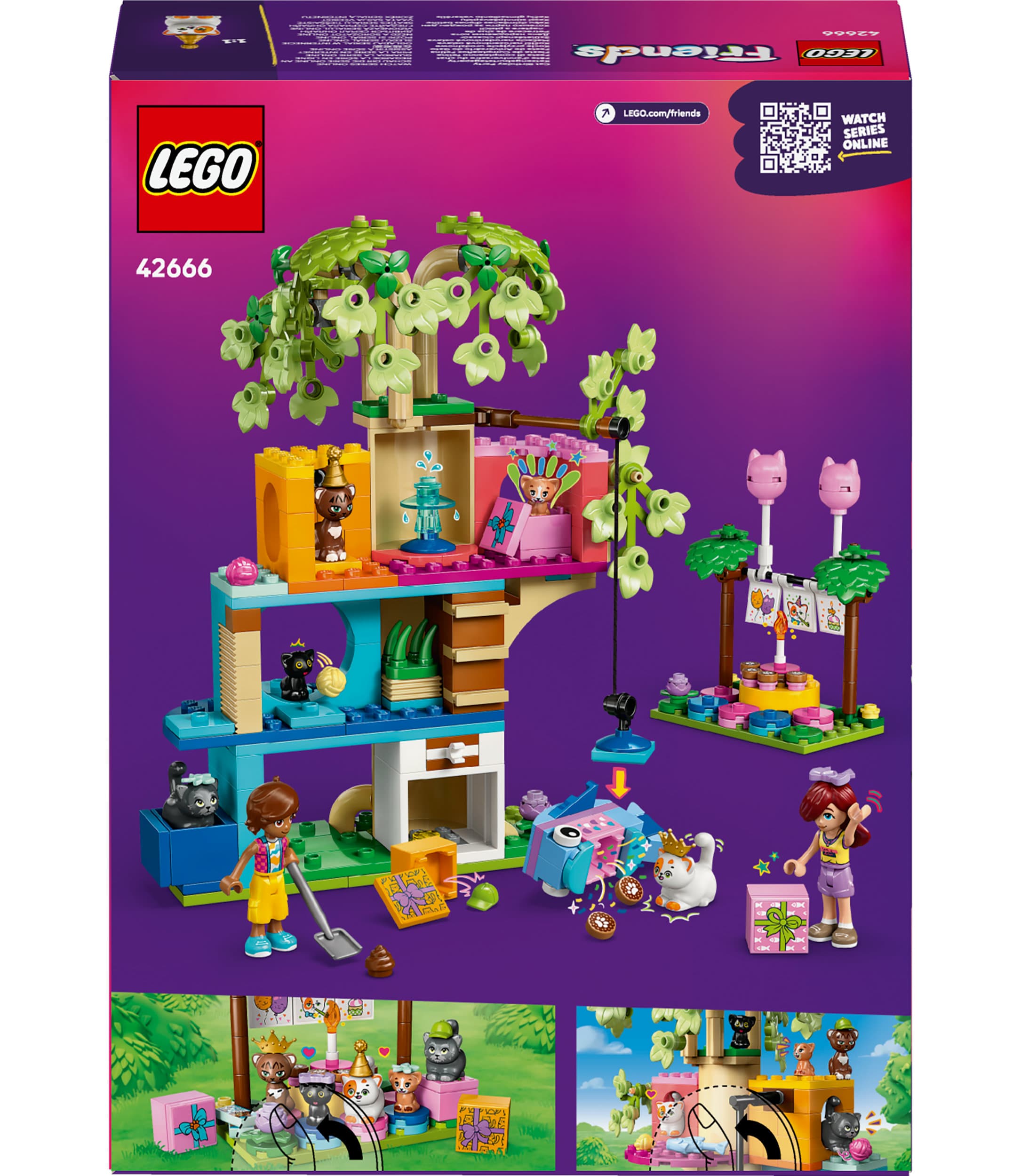 Produktbild LEGO Friends Katzengeburtstagsparty & Baumhaus - Set mit Tieren - 42666 2 von 7