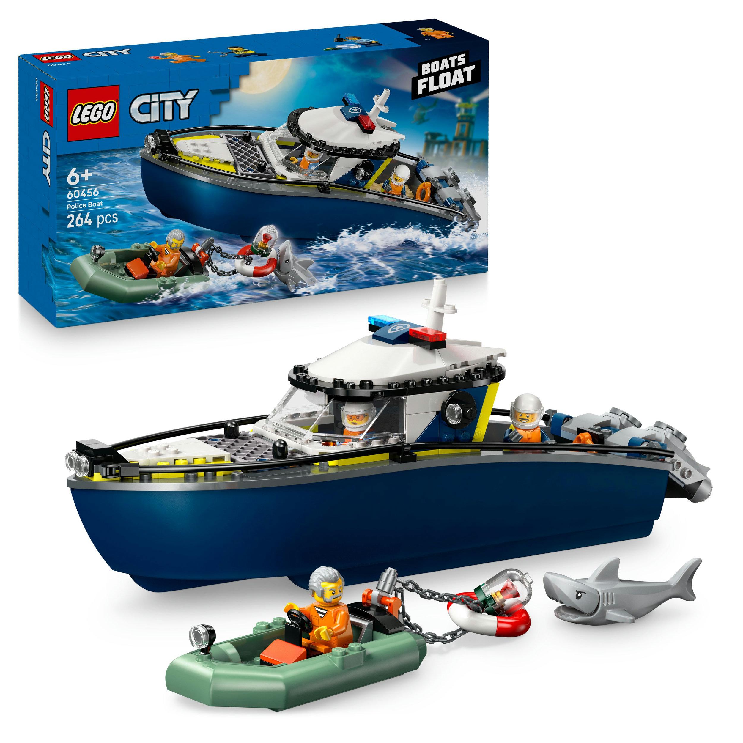 LEGO City Verfolgungsjagd im Polizeiboot, Spielset mit Schnellboot 60456