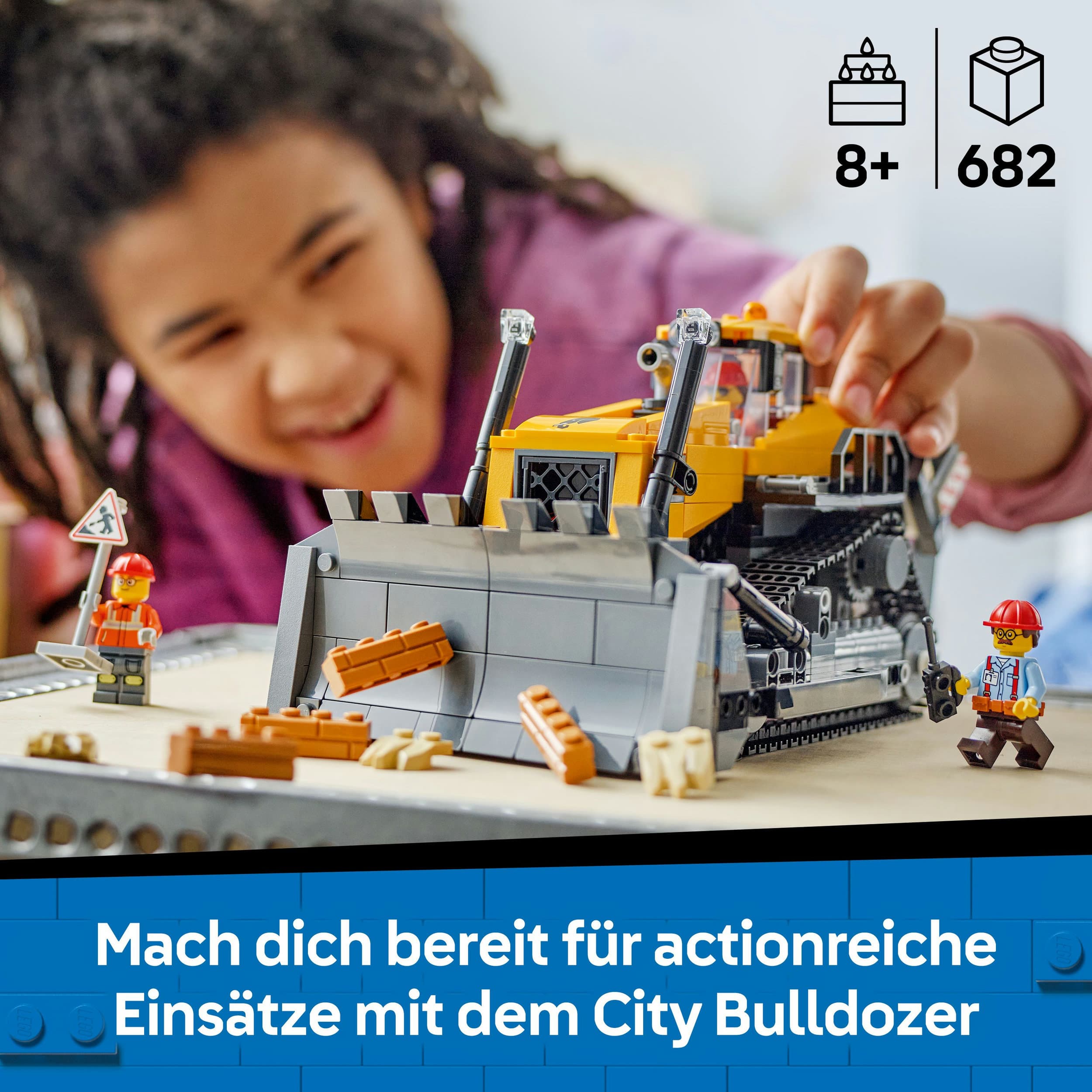 Produktbild LEGO City Gelber Bulldozer, Spielset für Kinder ab 8 Jahren 60466 7 von 7