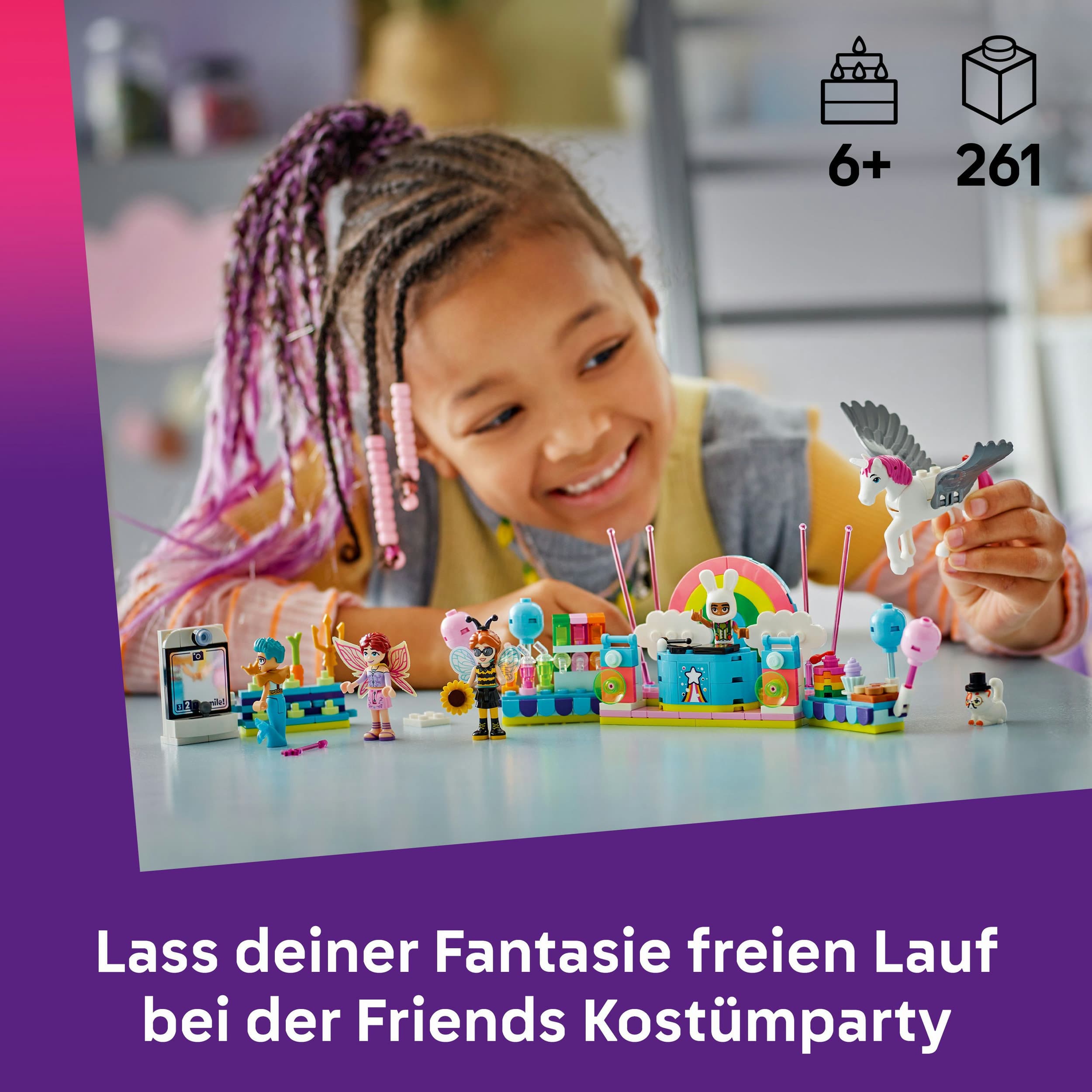 Produktbild LEGO Friends Kostümparty mit Einhorn und Fee - Set mit Mini-Puppen 42661 7 von 7
