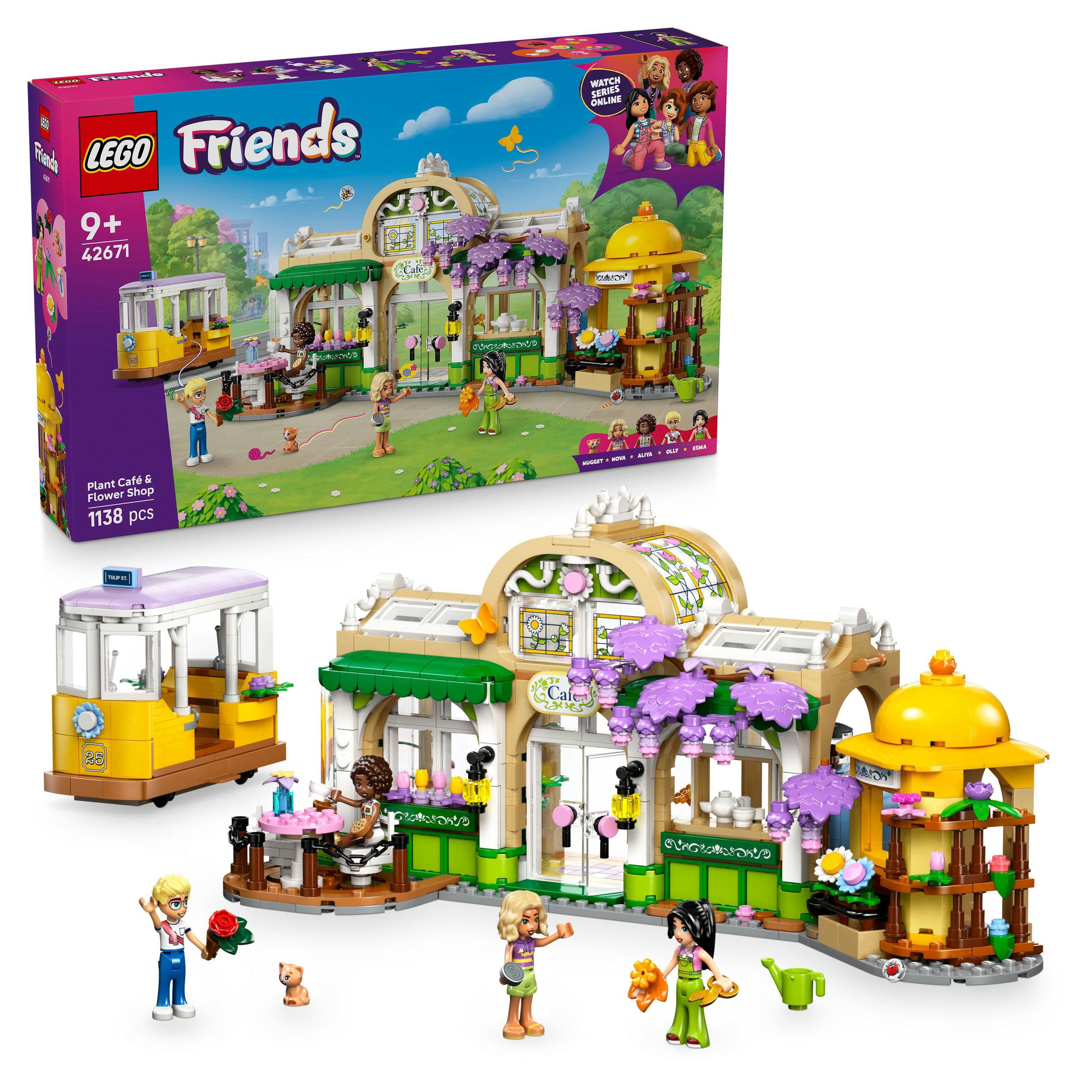 LEGO Friends Pflanzencafé und Blumenkiosk Set mit 4 Mini-Puppen - 42671