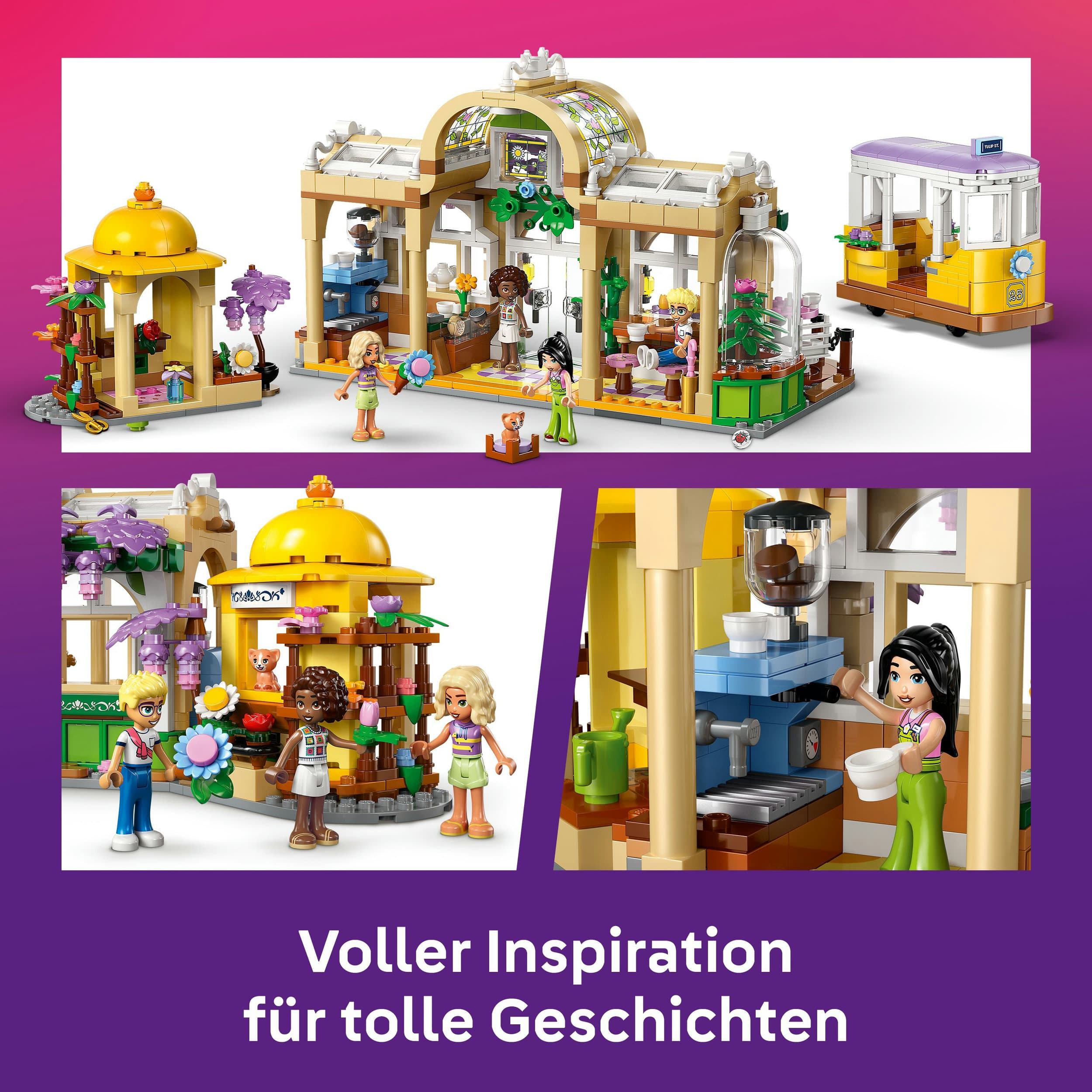 Produktbild LEGO Friends Pflanzencafé und Blumenkiosk Set mit 4 Mini-Puppen - 42671 5 von 7