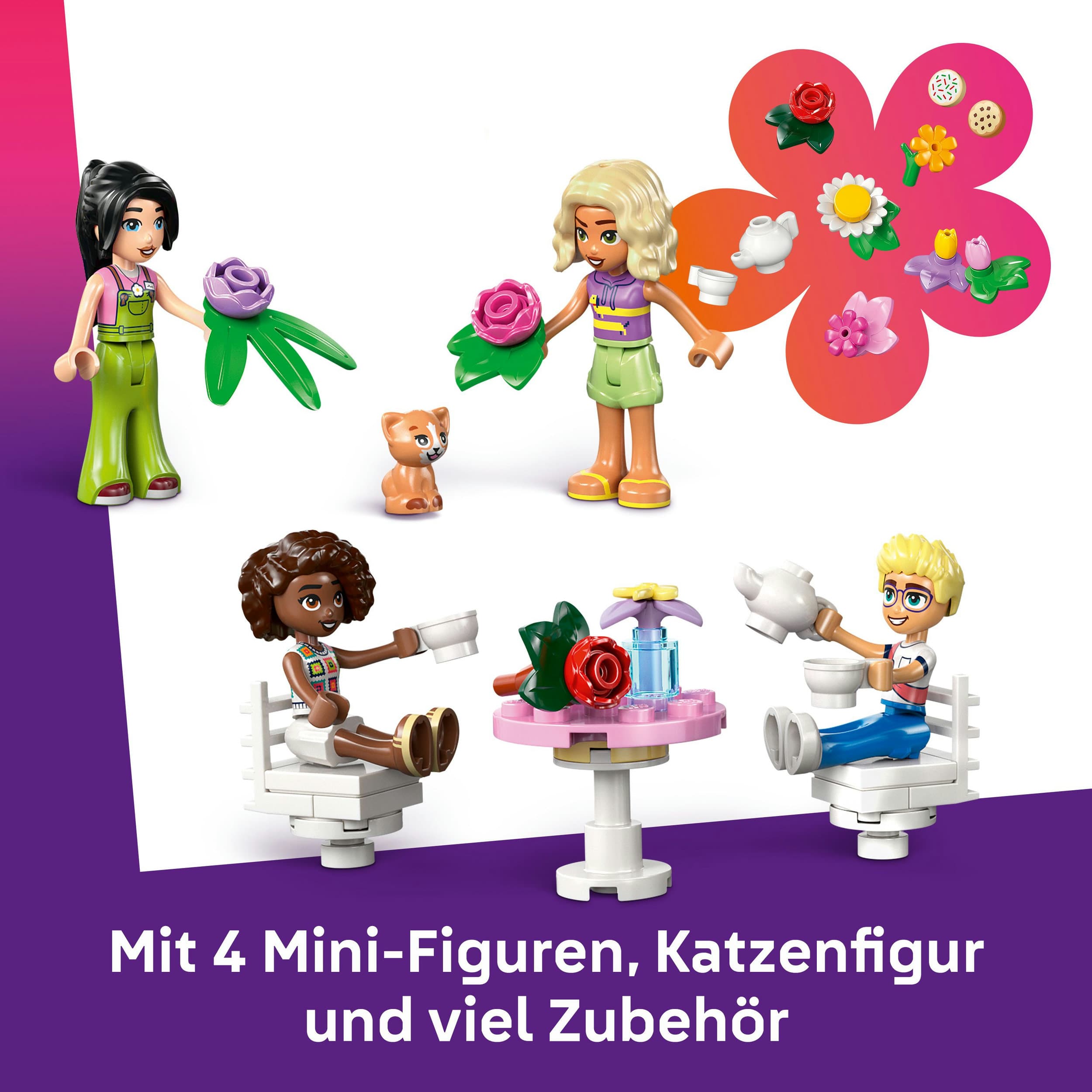 Produktbild LEGO Friends Pflanzencafé und Blumenkiosk Set mit 4 Mini-Puppen - 42671 4 von 7