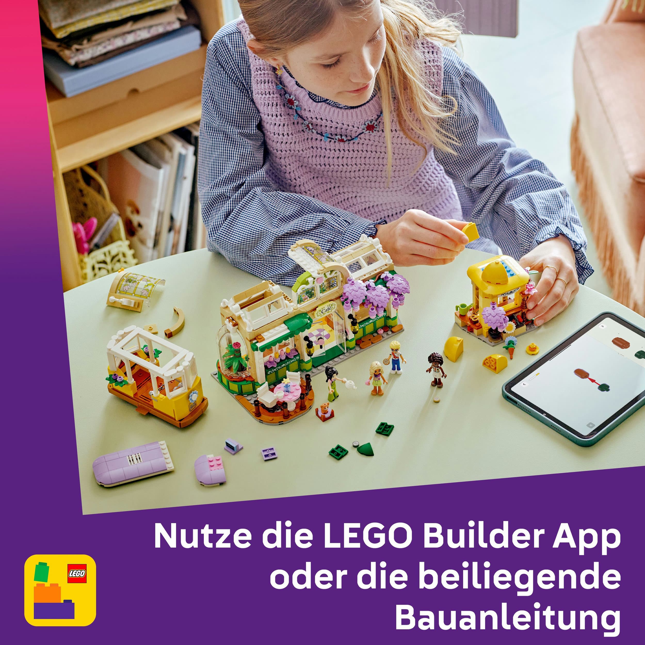 Produktbild LEGO Friends Pflanzencafé und Blumenkiosk Set mit 4 Mini-Puppen - 42671 3 von 7