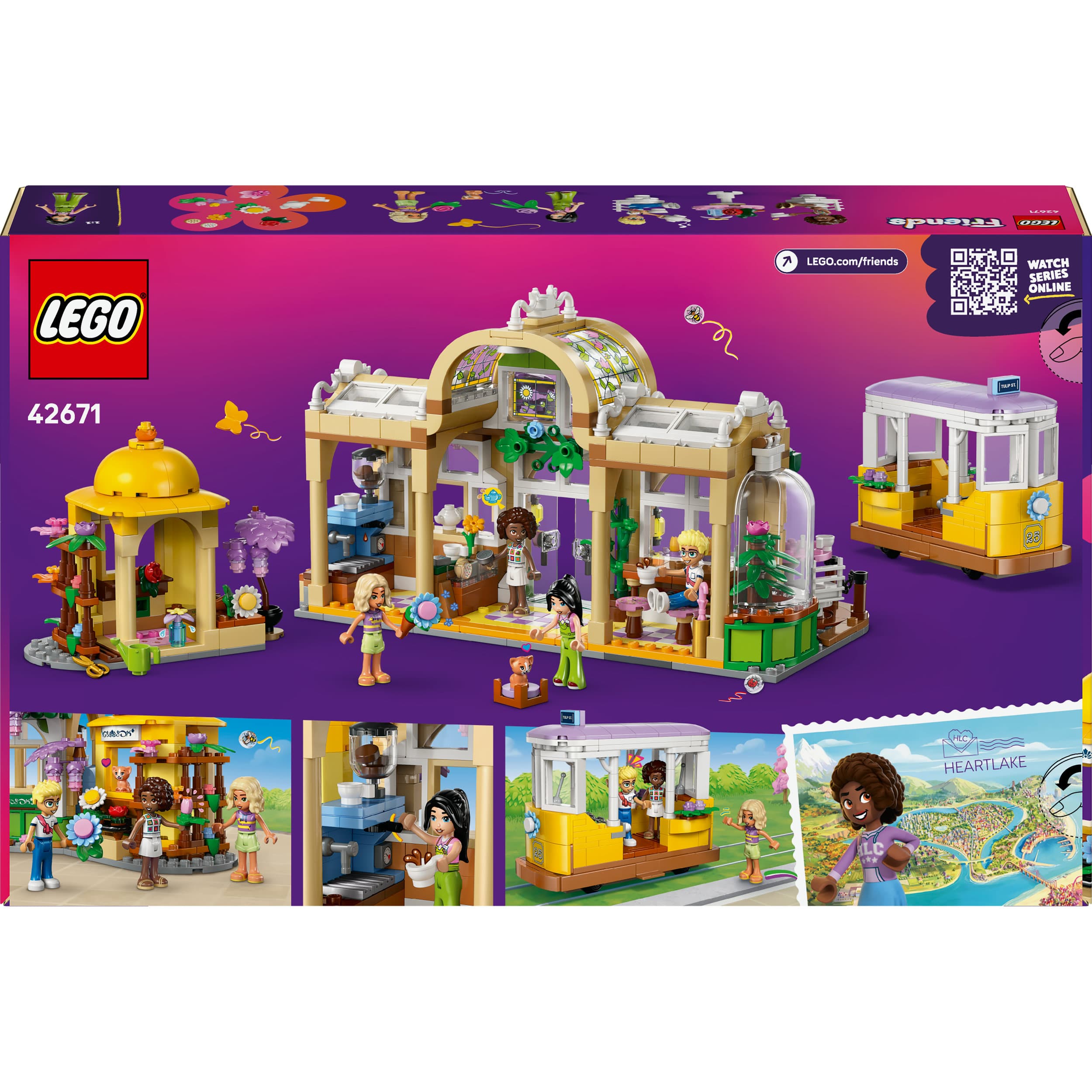 Produktbild LEGO Friends Pflanzencafé und Blumenkiosk Set mit 4 Mini-Puppen - 42671 2 von 7