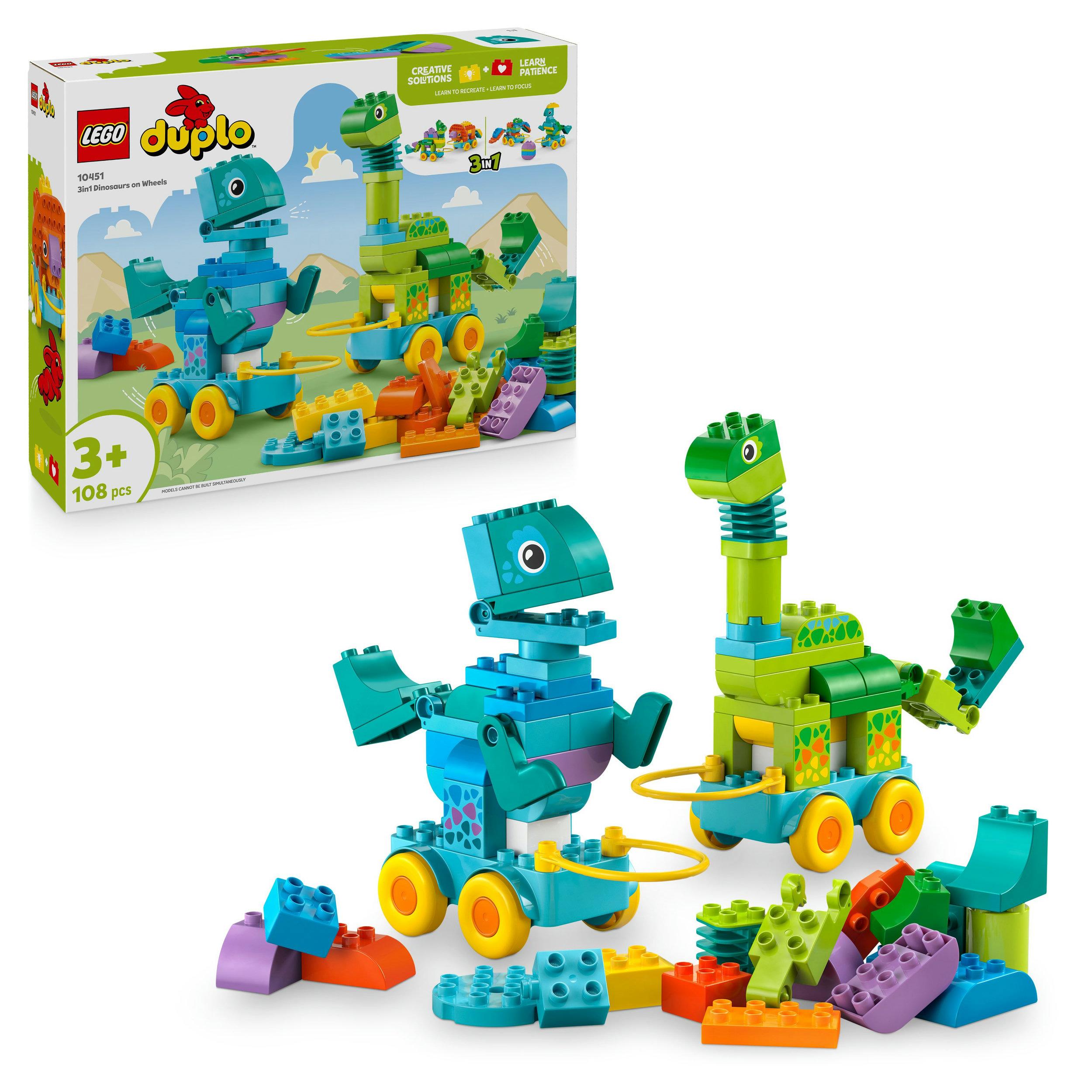 LEGO DUPLO Dinos auf Rädern 3-in-1-Set - Lernspielzeug für Kinder 10451