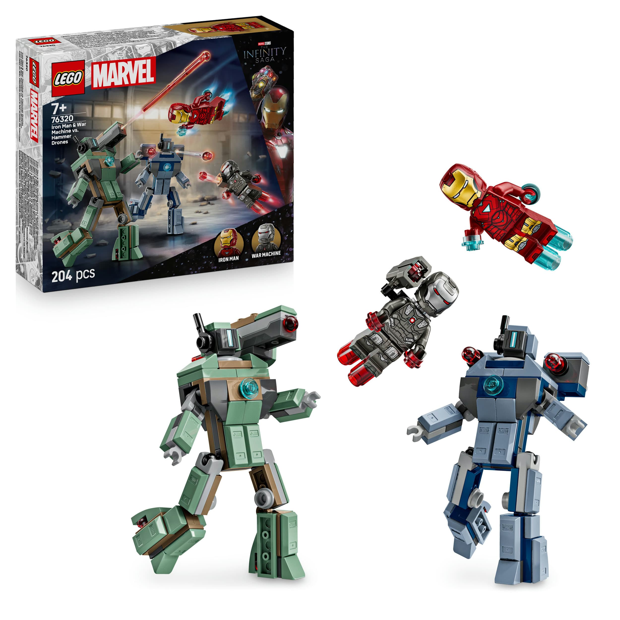 LEGO ǀ Marvel 76320 Iron Man & War Machine vs. Hammer-Drohnen, Spielzeug