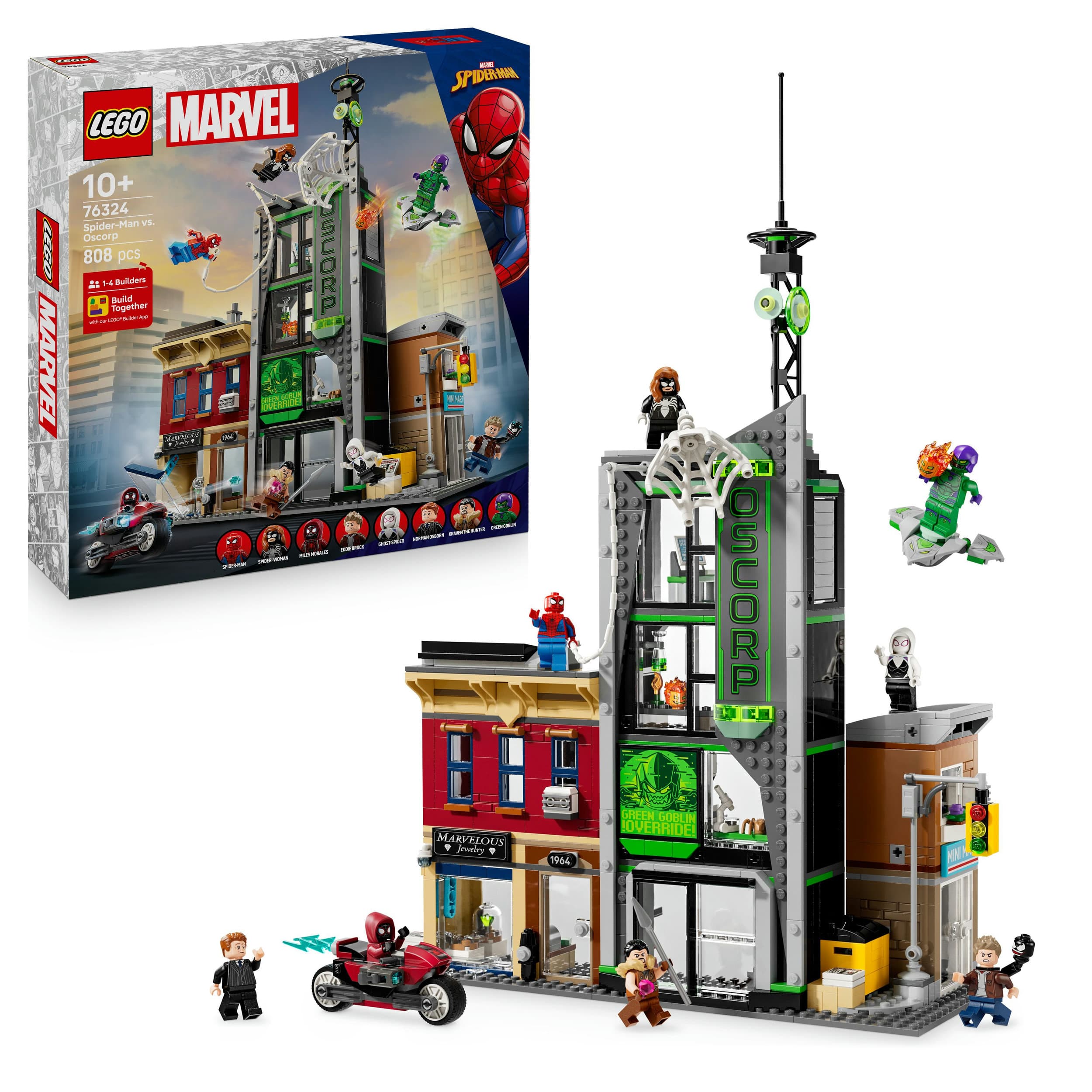 LEGO ǀ Marvel 76324 Spider-Man vs. Oscorp, Superhelden Spielzeug Kinder