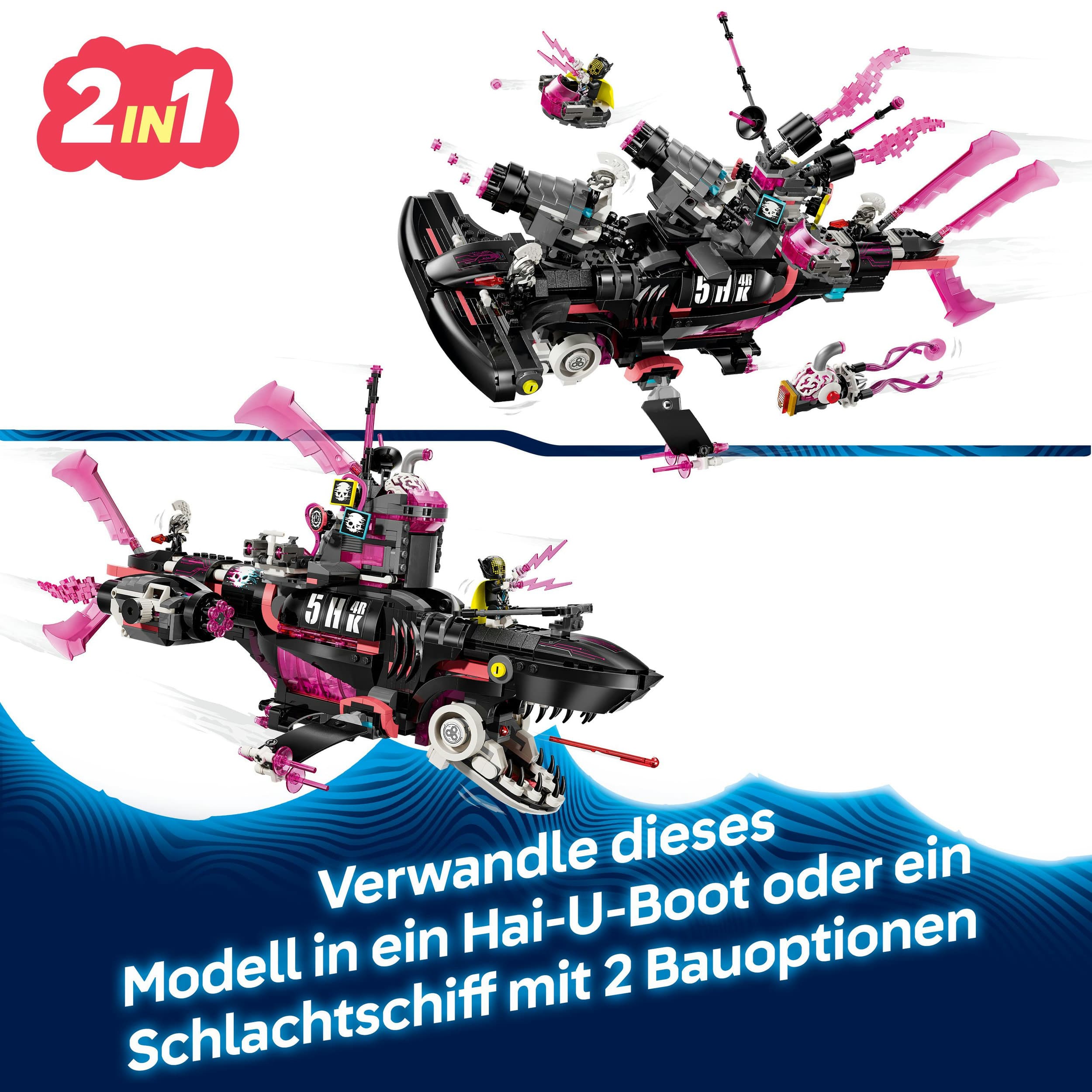 Produktbild LEGO DREAMZzz 2-in-1 Albtraumhai-U-Boot - Modulares Set - 71500 6 von 7