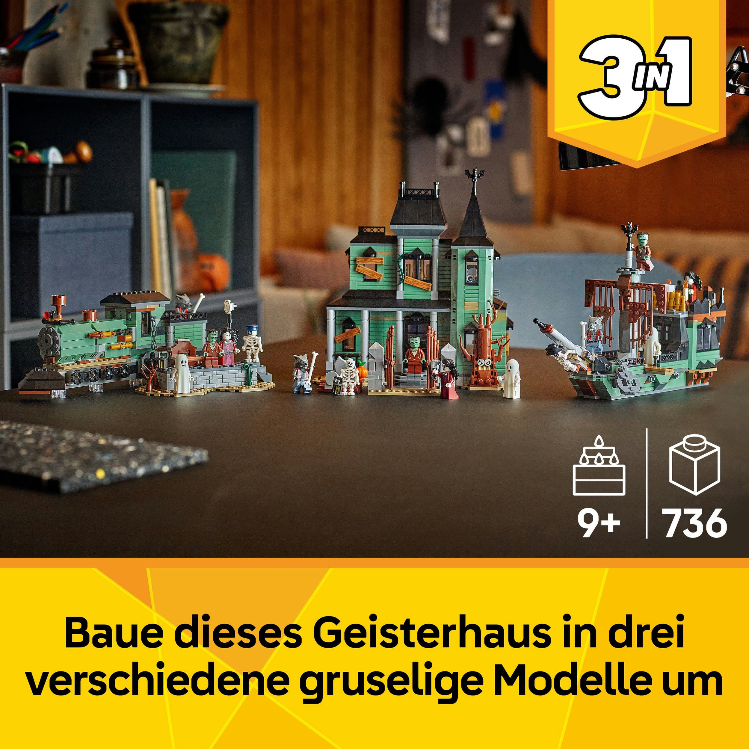 Produktbild LEGO Creator Geisterhaus, 31167, 3-in-1 Spielzeug mit Haus und LEGO Zug 7 von 8