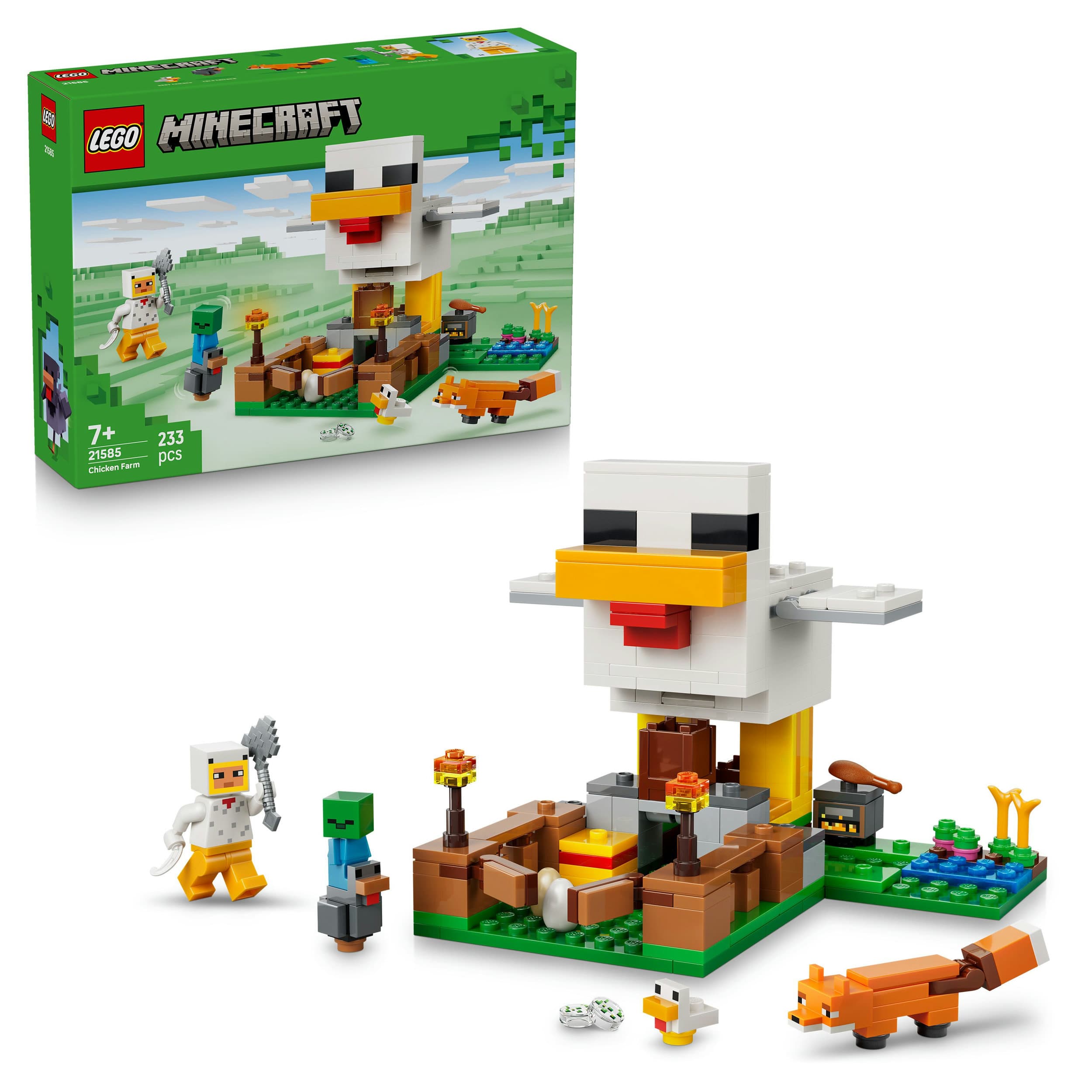 LEGO Minecraft 21585 Hühnerfarm, Kinder Spielzeug mit Tierfiguren