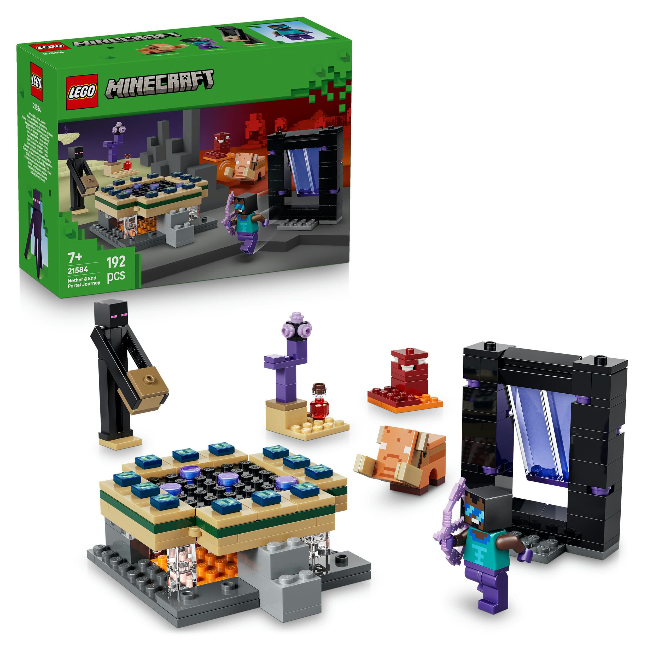 LEGO Minecraft 21584 Reise durch Nether und Endportal, Spielzeug ab 7