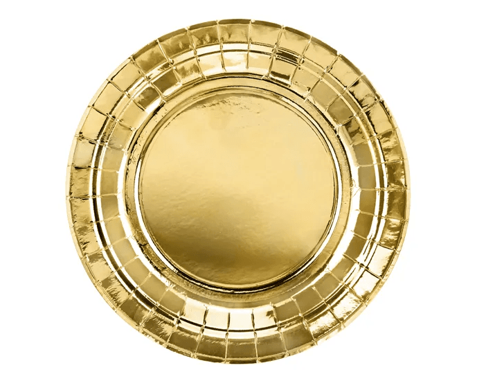 PartyDeco Pappteller, gold metallic, 18 cm, 6 Stück