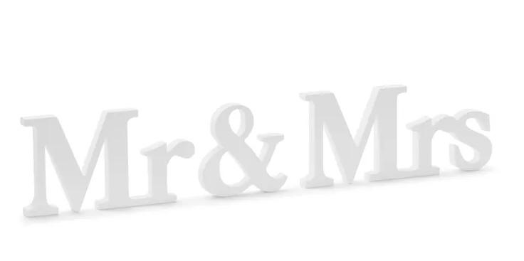 Holzaufschrift Mr&Mrs, weiß, 50x9,5cm