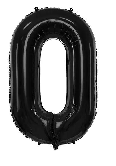 Folien-Luftballon Ziffer''0'', 86cm, in Schwarz