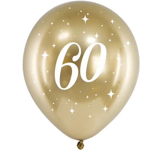 Ballons Glossy 30cm, 60, gold,6 Stk.