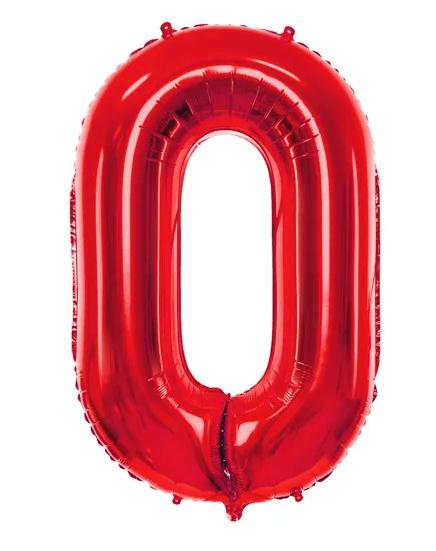 Folienballon Ziffer''0'', 86cm, rot