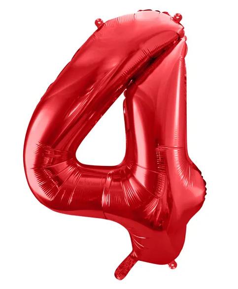 Folienballon Ziffer''4'', 86cm, rot