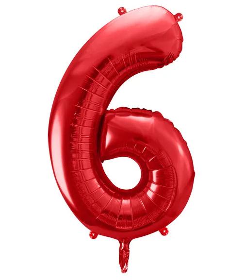 Folienballon Ziffer''6'', 86cm, rot