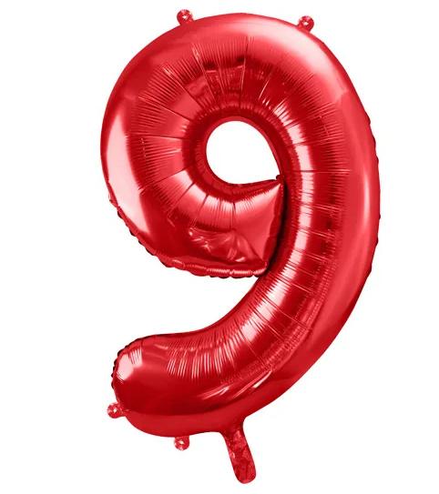 Folienballon Ziffer''9'', 86cm, rot
