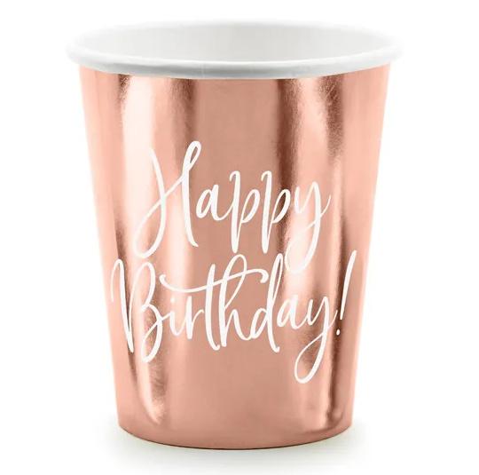 Becher Happy Birthday!, roségold, 260ml, 6 Stk.