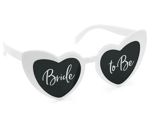 PartyDeco Herzbrille Bride to Be weiß 14,8 cm