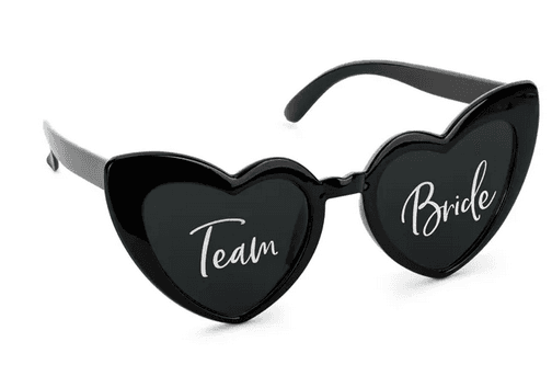 PartyDeco Herzbrille Team Bride schwarz 14,8 cm