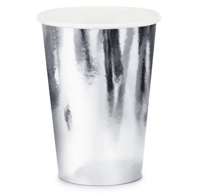 PartyDeco Pappbecher metallic silber 220 ml 6 Stück