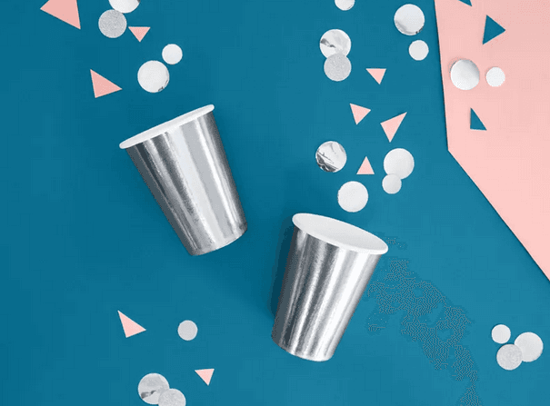 PartyDeco Pappbecher metallic silber 220 ml 6 Stück