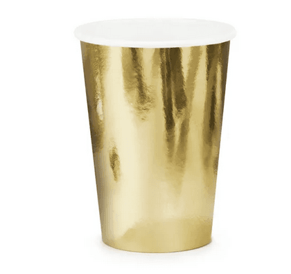 PartyDeco Pappbecher metallic gold 220 ml 6 Stück