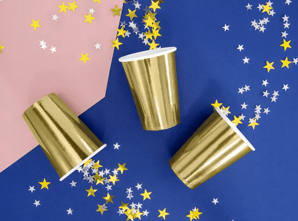 PartyDeco Pappbecher metallic gold 220 ml 6 Stück