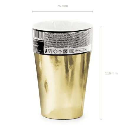 PartyDeco Pappbecher metallic gold 220 ml 6 Stück