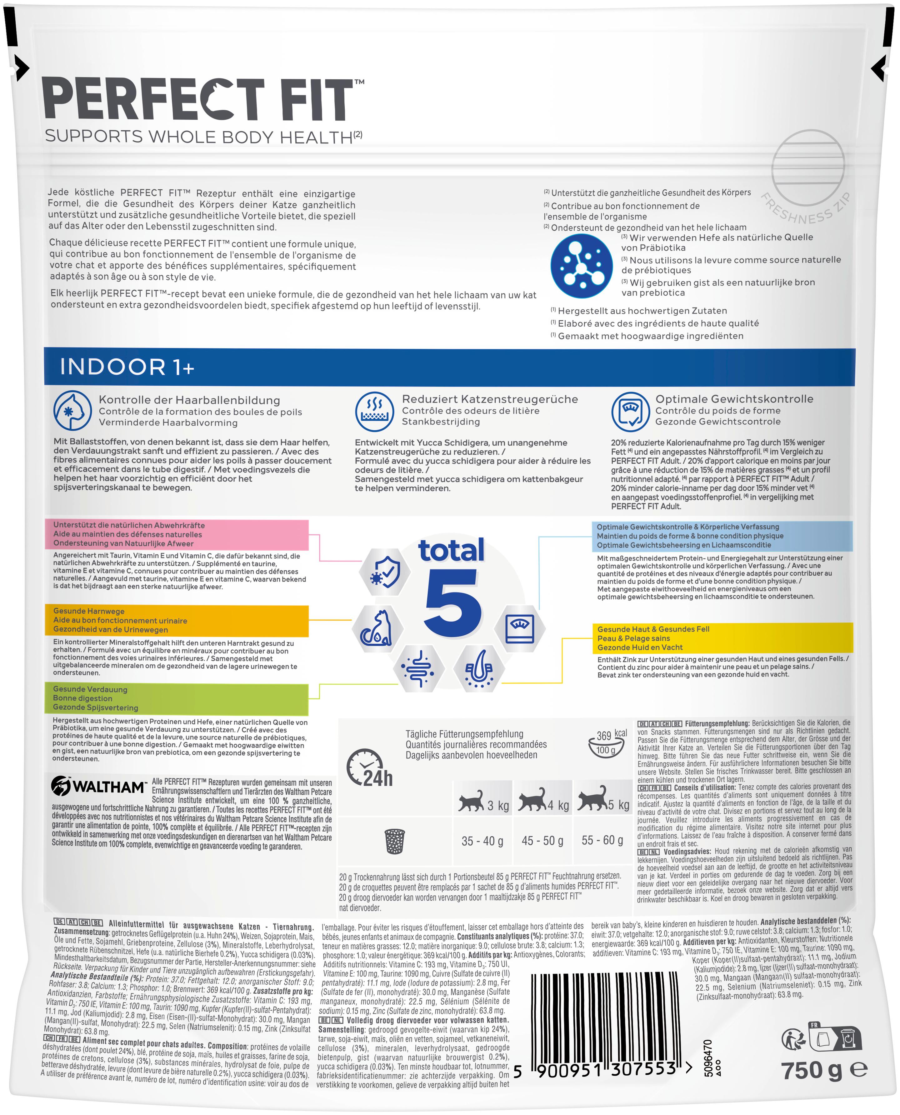 Produktbild Perfect Fit™ Katzentrockenfutter Beutel Indoor 1+ mit Huhn 2 von 3