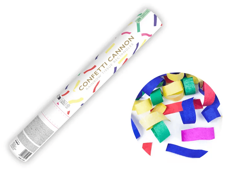 PartyDeco Konfettikanone mit buntem Papierkonfetti, 40 cm