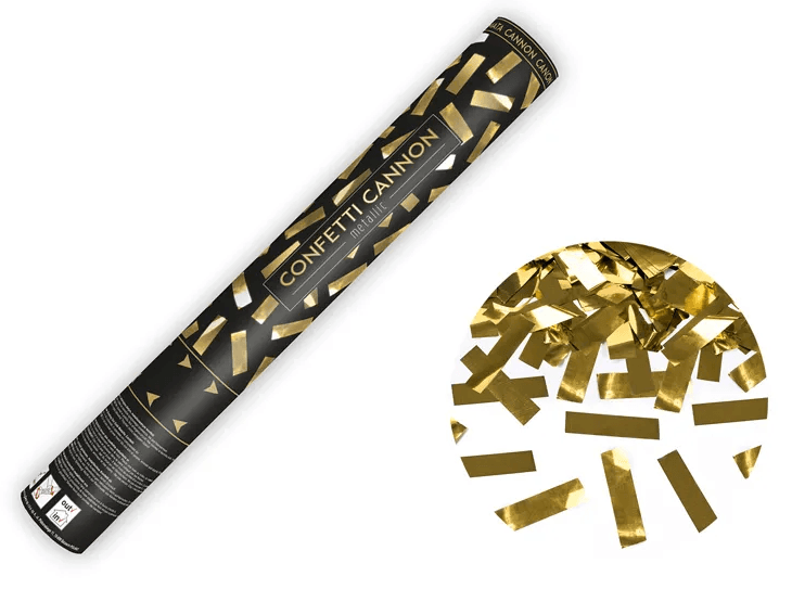 PartyDeco Konfettikanone, gold metallic, 40 cm