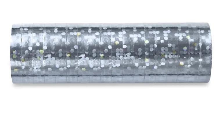 Holografische Serpentinen, silber, 3,8m, 18 Stk.