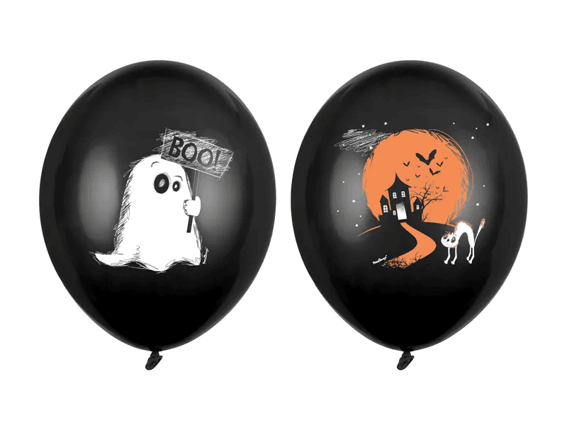 PartyDeco Ballons „Geist“ in Pastell-Schwarz, 6 Stück