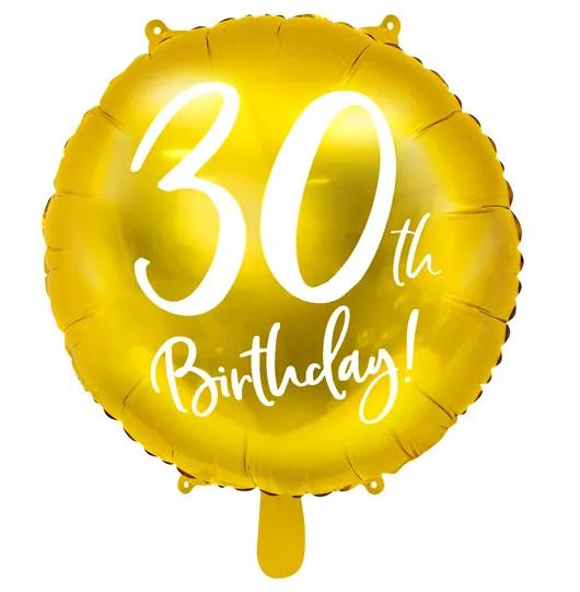Folienballon 30th Birthday, gold, 45cm
