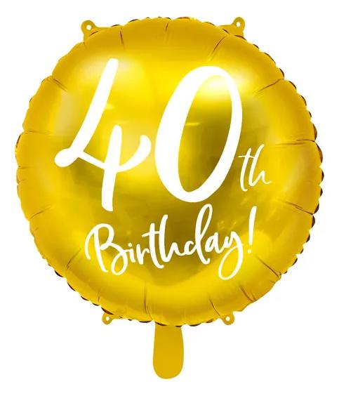 Folienballon 40th Birthday, gold, 45cm
