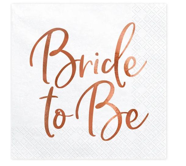 Servietten Bride to Be, roségold, 33x33cm, 20 Stk.