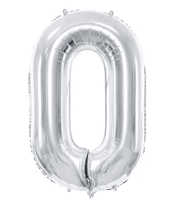 Folienballon Ziffer ''0'', 86cm, silber