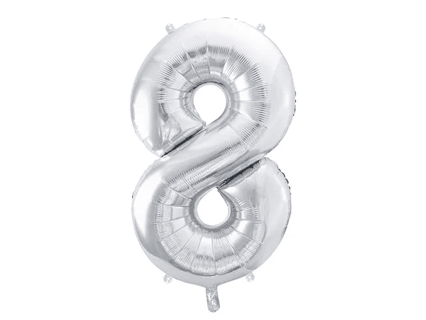 Folienballon Ziffer ''8'', 86cm, silber
