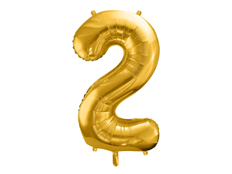 Folienballon Ziffer ''2'', 86cm, gold