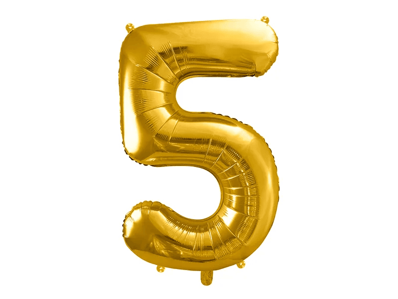 Folienballon Ziffer ''5'', 86cm, gold