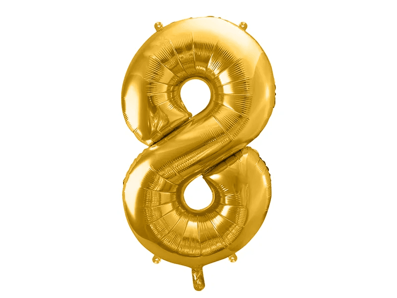 Folienballon Ziffer ''8'', 86cm, gold