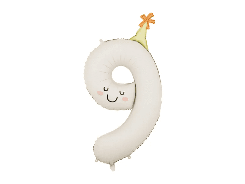 Folienballon Zahl ''9'', 86 cm, creme